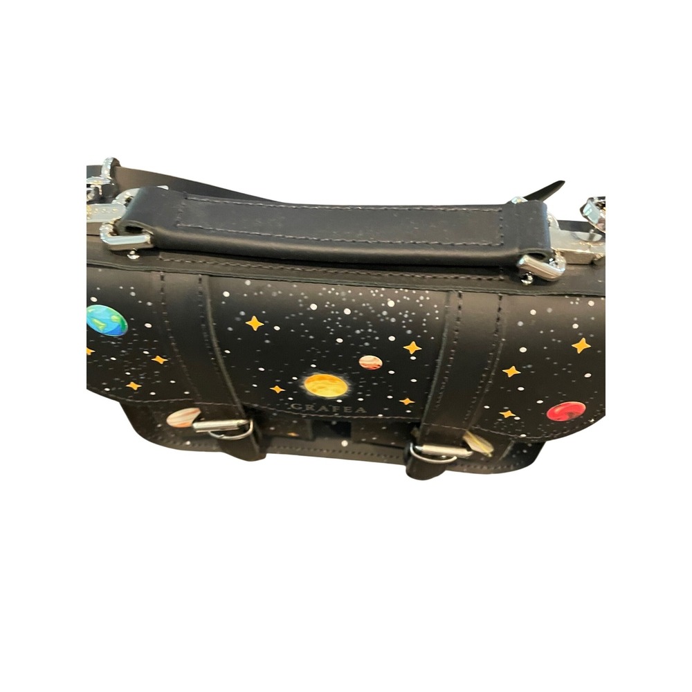 Grafea Micro Planet Leather Satchel Bag NWOT Celestial Space Made in England - Picture 3 of 8